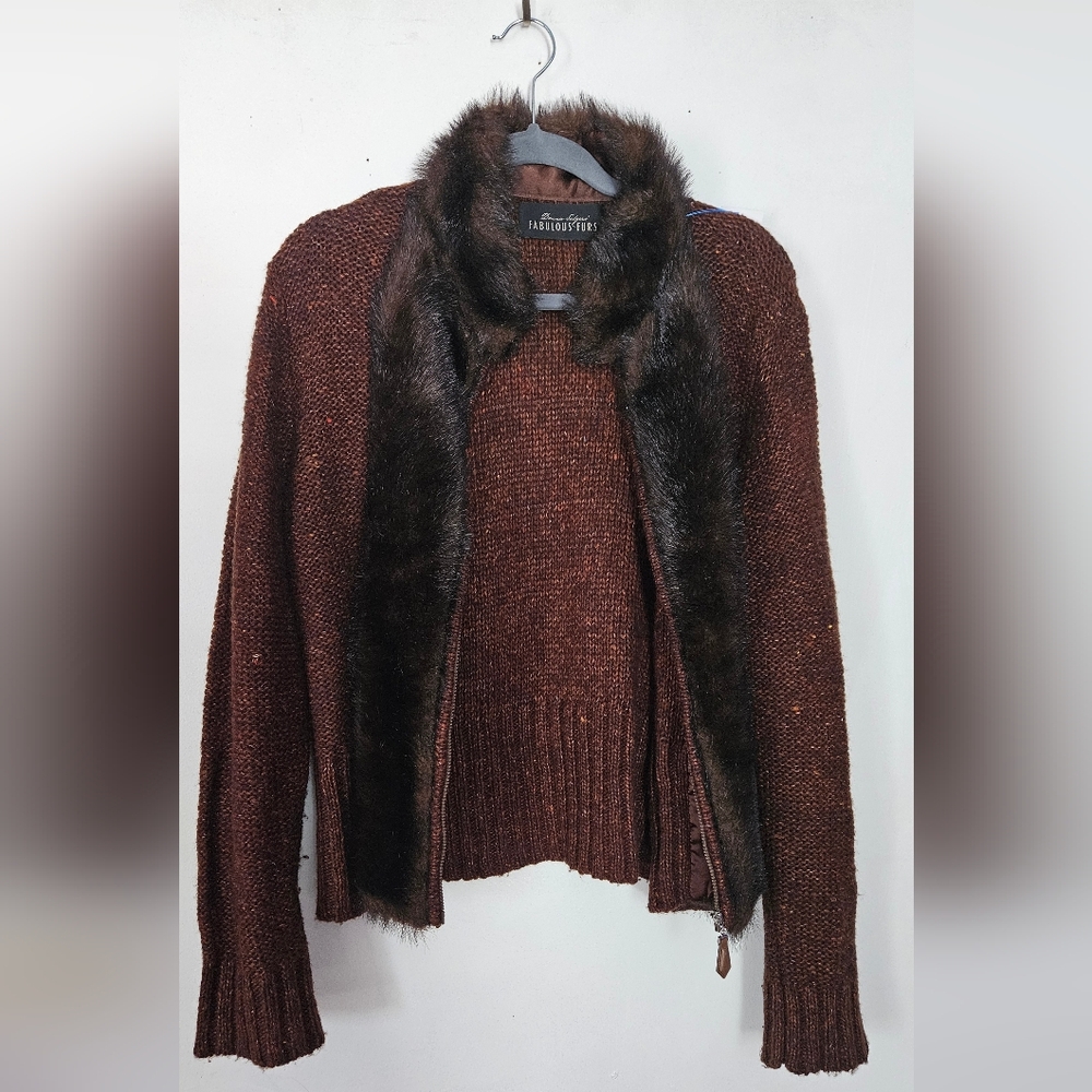 Donna Salyers' Fabulous-Furs Brown Knit Scarf